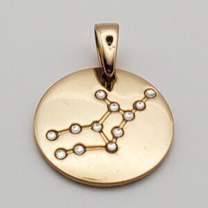 Virgo Constellation Pendant Astrological Zodiac Sign Gold Tone White Stones
